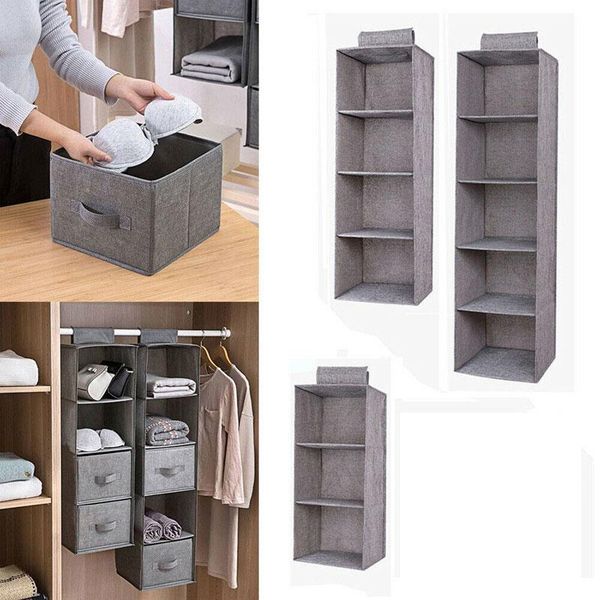 

storage boxes & bins 3/4/5 layers closet organizer wardrobe cotton clothes hangers holder floding cabinet hanging