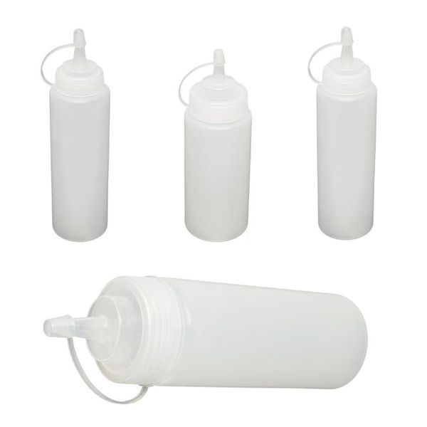 

storage bottles & jars 6x clear white plastic squeeze sauce ketchup cruet oil 8oz