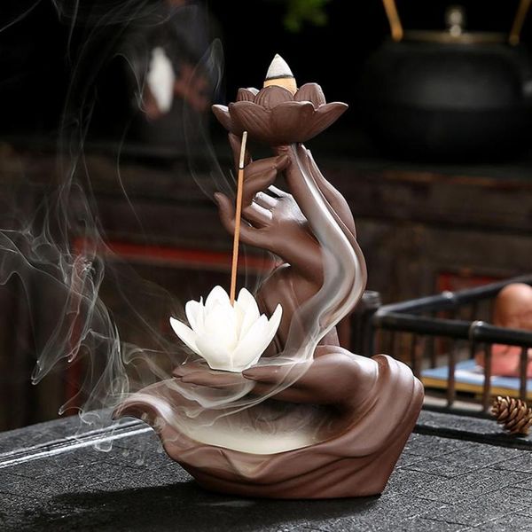 

purple sand backflow incense burner bigger tower stick holder lotus censer little monk burners fragrance lamps