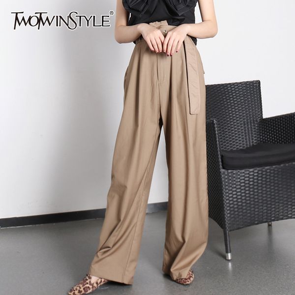

black minimalist pants for women high waist sashes casual wide leg pant female fashion new clothing stylish 210428, Black;white