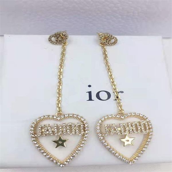 

70% off outlet online family 2021 new diamond letter long fashion temperament personality earrings s925 silver needle earrings for women, Golden