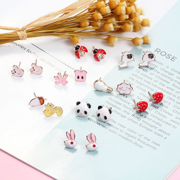 

korean super color mini cute animal oil earrings simple versatile earrings, Golden