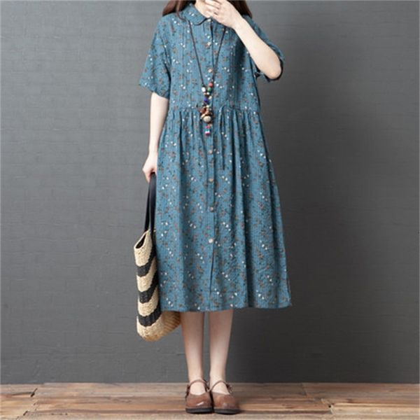 

dresses 2021 summer new korean loose fashion women's printed waist cotton hemp large size dress, Black;gray