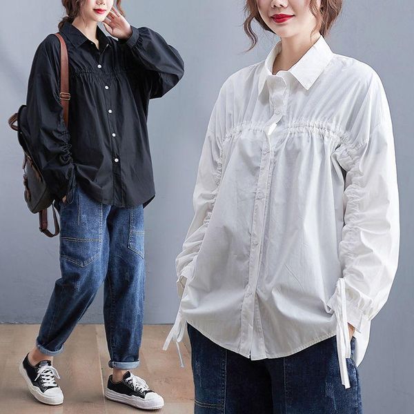 

women's blouses & shirts korean style women button down blouse shirt long sleeve elegant a457, White