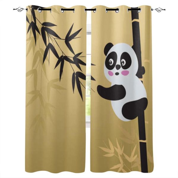 

curtain & drapes cartoon cute panda bamboo retro blackout curtains for living room child bedroom kitchen window treatments