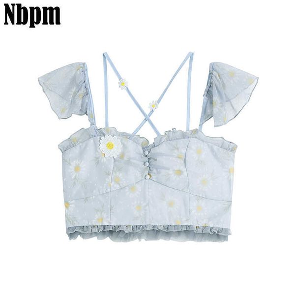 

women vest crop sleeveless tanks beach women gauze tank bodycon party backless spaghetti straps daisy camis 210529, White