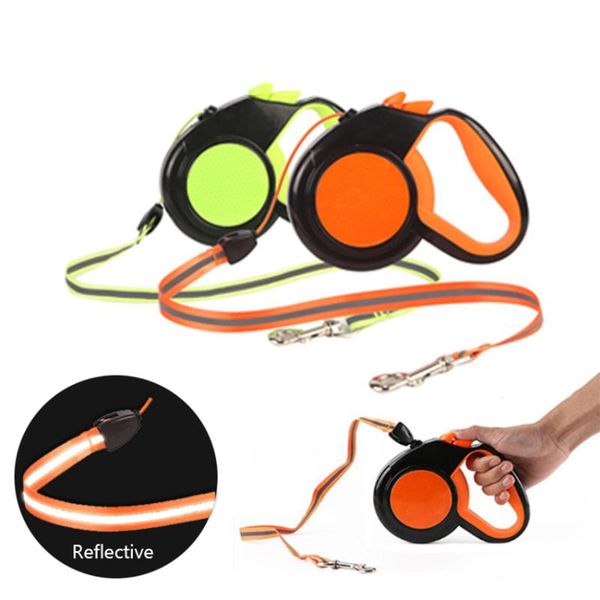 

dog collars & leashes 3/5/8m durable retractable leash automatic reflective nylon extending puppy walking running leads