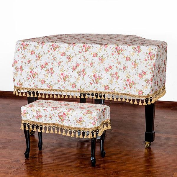 

other household sundries 1set 6 colors flower imprint grand piano cover with pendant tassel for gift kq 004