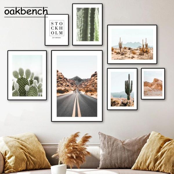 

paintings road colorado canyon posters giant cactus tree prints wall art canvas painting nordic pictures living room home decoration