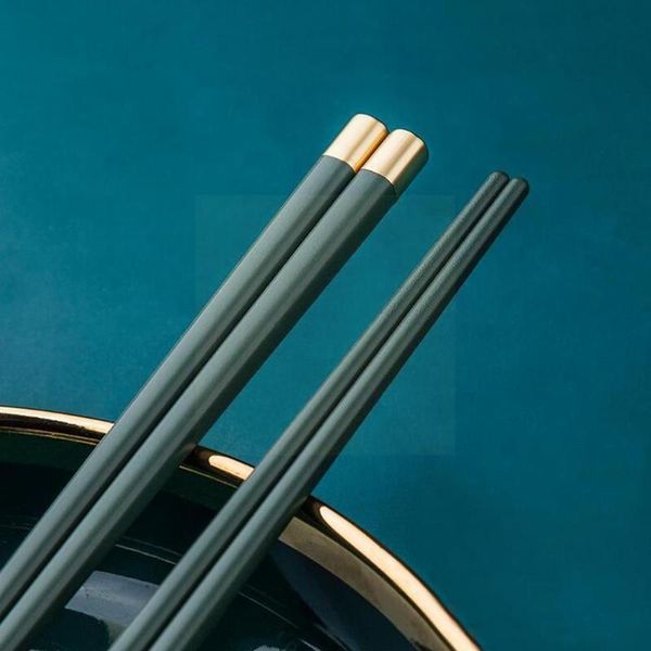 

chopsticks alloy steel engraved with non-slip square edges, reusable t4r1