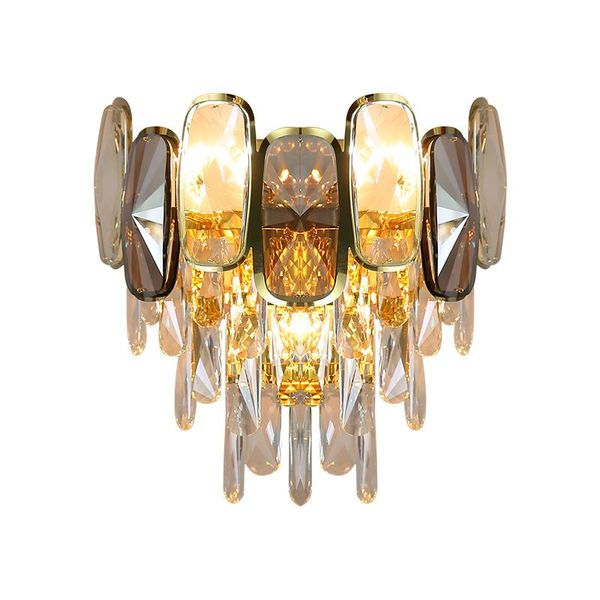 

modern wall sconce lamp luxury golden crystal light fixture bedside led lighting