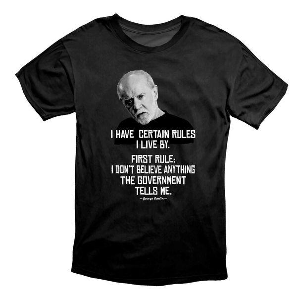 

george carlin government lies t shirt black, White;black