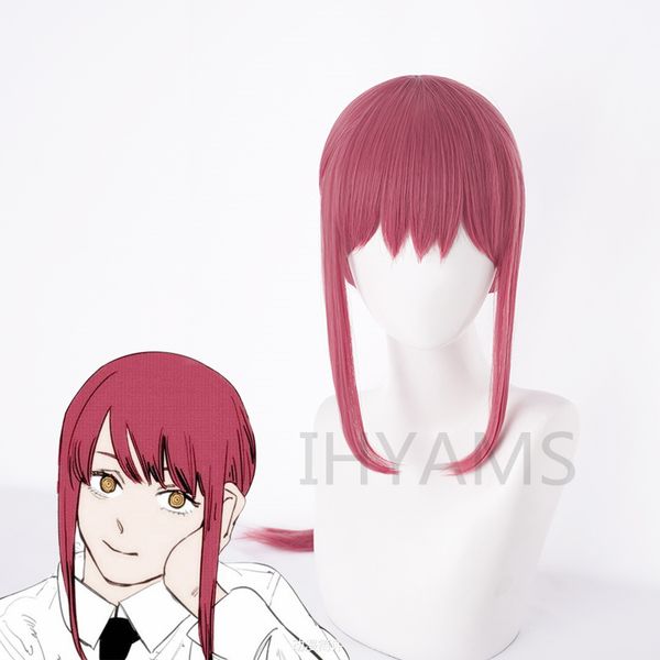 

chainsaw man makima cosplay wigs braided hair long pink red wig braids heat resistant synthetic hair halloween party + wig cap, Black