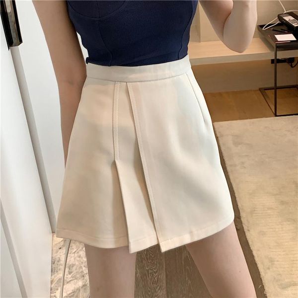 

skirts mini womens clothing summer 2021 office lady folds black korean style asymmetrical a line skirt solid faldas cortas
