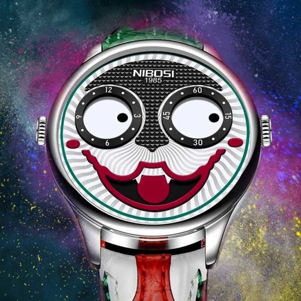 

russian clown men's fashion trend quartz watch nibosi, Slivery;brown