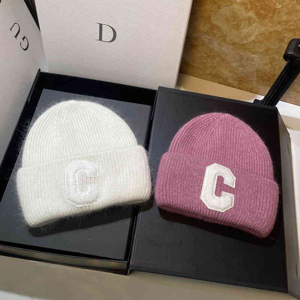 

rabbit hair hat stall simple autumn and winter knitted warm wool women's versatile cold, Blue;gray
