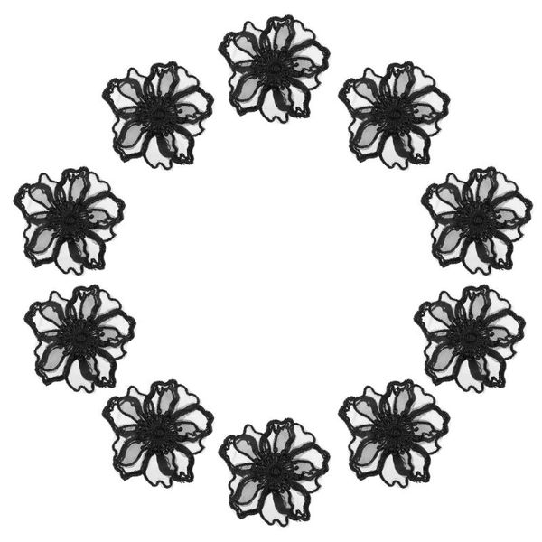 

party decoration 10pcs stereo lace flower embroidery applique sewing iron on patches for clothes