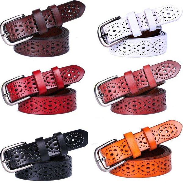 

wide genuine leather belt women without drilling luxury jeans belts female straps hollow ceinture femme new fashion p0817, Black;brown