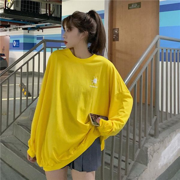 

women's t-shirt real s autumn suntime angry mood sweater long sleeve round neck, White