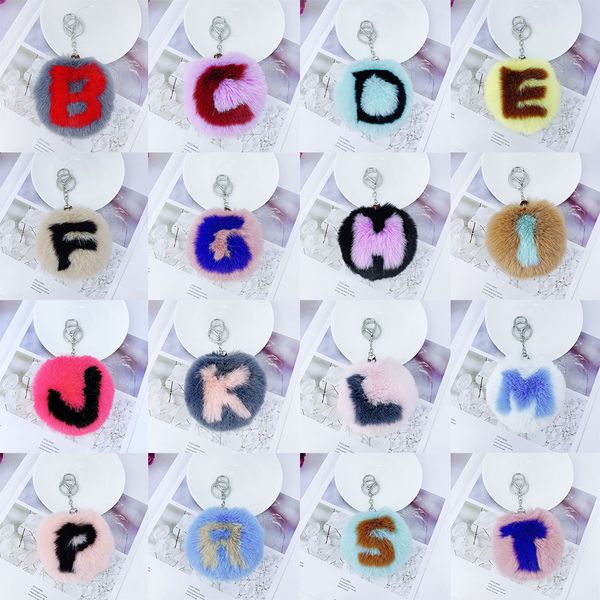 

kimter 26 alphabet key rings artificial rabbit fur ball keychains pendant soft and plush pompom letters keyfobs jewelry p47fa, Slivery;golden