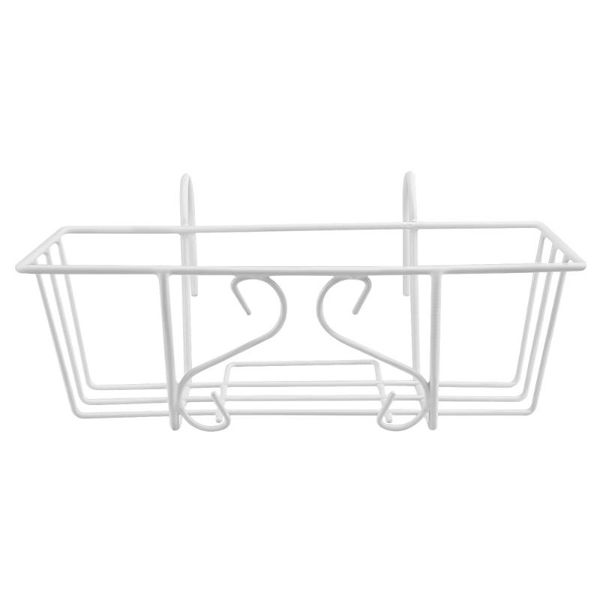 

storage bags 1pc balcony shelf hanging rack wall mounted square flower (white)