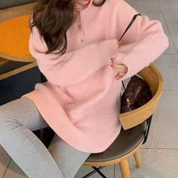 

women's sweaters loribindwood casual loose button sweater skirt 2021 autumn and winter hedging lazy style outer wear design niche top, White;black