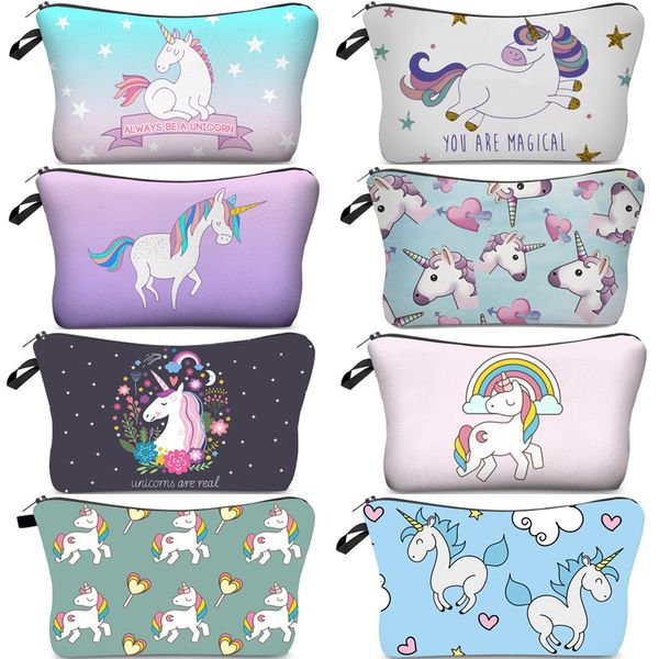 

travel digital printing cosmetic bag storage clutch european and american toilet unicorn ladies dinner caooe