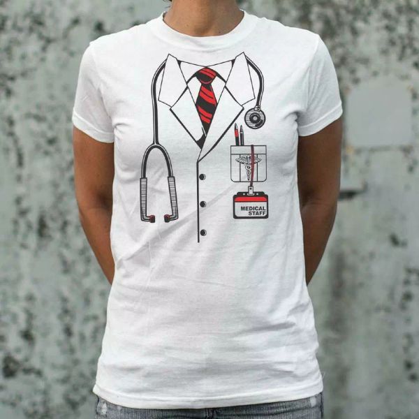 

doctor costume t-shirt | women's short sleeve top, White;black