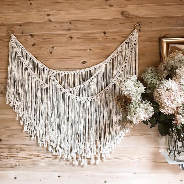 

tapestries tapestry nordic style garland woven bohemian cotton wall hanging fringe curtain for wedding home decoration 70x120cm