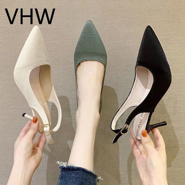 

sandals women high heels 2021 summer fashion ladies pointed closed toe square heel shoes elegant white narrow band simple sandal, Black