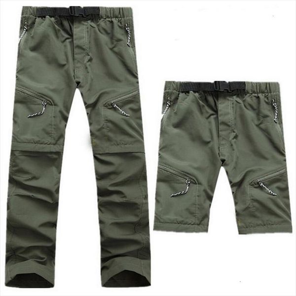 

summer detachable quick dry waterproof women pants military active multifunction trousers pockets mens casual cargo pan, Black