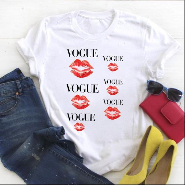 

women womens fashion kiss lips trend cartoon clothing print ladies summer t female shirt clothes graphic, White
