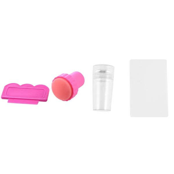 

nail drill & accessories 2 set stamp kit scraper stamping pink transparent