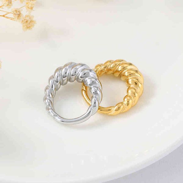 

stainless steel croissant ring for women braided twisted signet chunky dome couple rings bijoux femme wedding party accessories, Slivery;golden