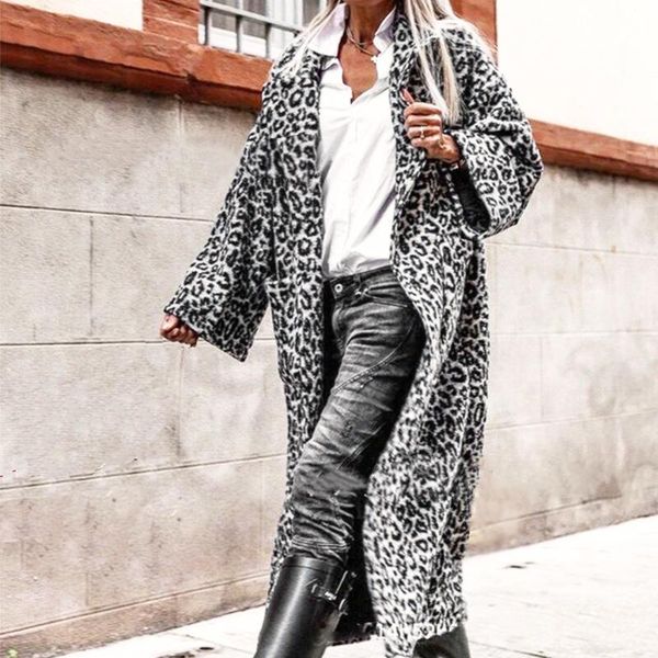 

women's fur & faux women leopard coats coat luxury winter warm plush jacket fashion artificial outwear #t3g, Black