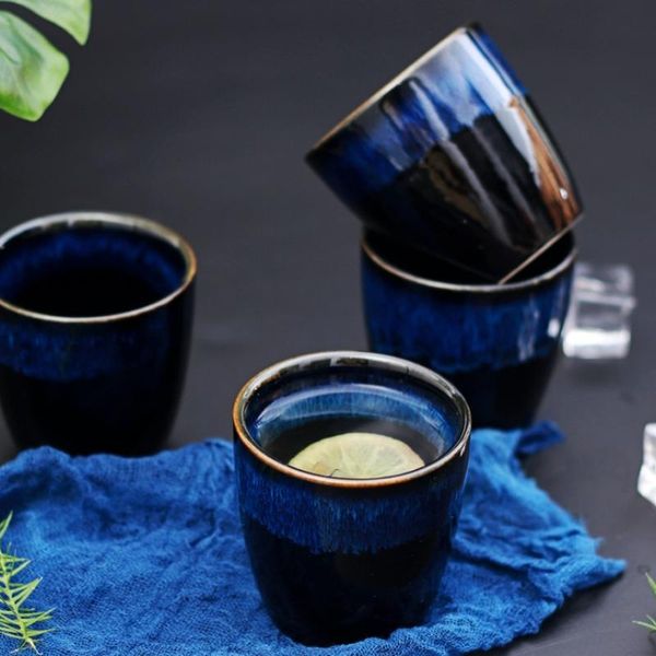

cups & saucers blue retro ceramic coffee cup breakfast afternoon tea simple tableware 150ml porcelain container