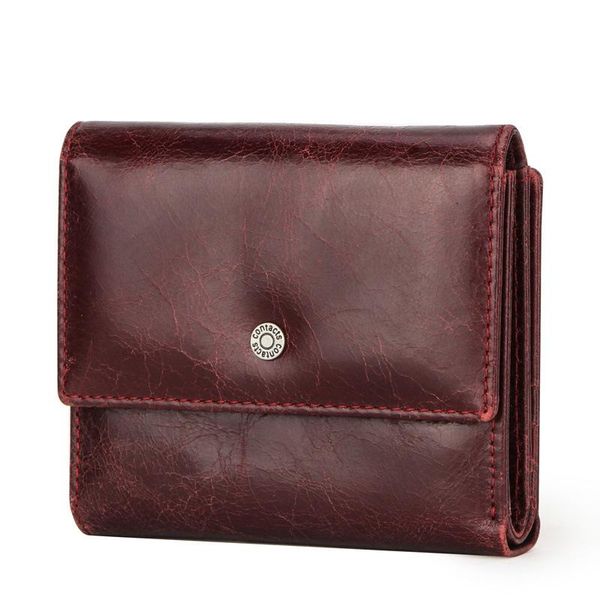 

wallets johnature rfid anti theft women wallet fashion small leather purse 2021 first layer cow short tri-fold card holder, Red;black