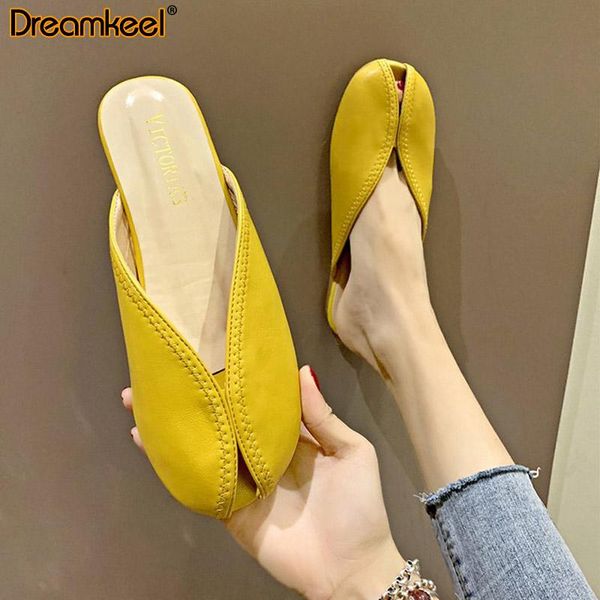 

women leather slippers square peep toe female slip on low heel fashion sandals casual outside drags slides y, Black
