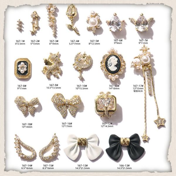 

nail art decorations mix no.cf parts 10pcs/lot supplies 3d alloy zircon manicure accessories diy luxury charms, Silver;gold