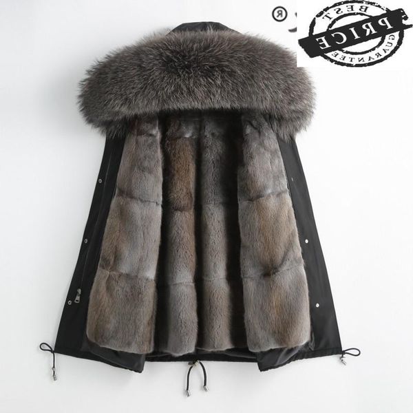 

women's fur & faux natural raccoon hooded woman parkas real mink coat female jacket winter women clothes 2022 warm manteau femme 210, Black
