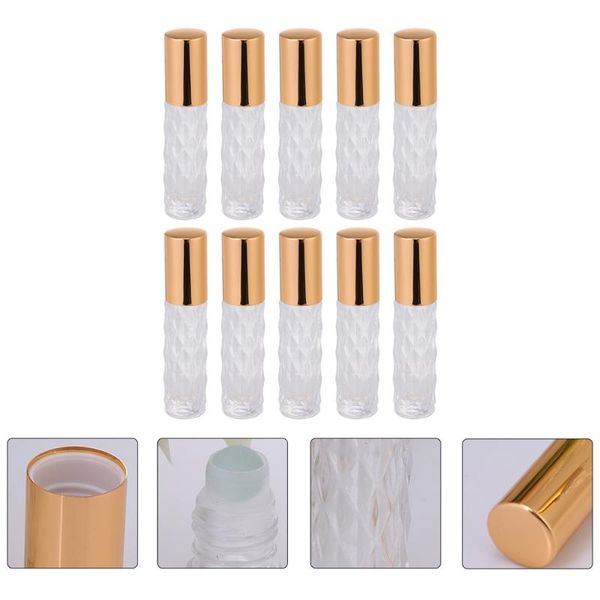 

storage bottles & jars 8pcs 6ml glass roller bottle empty perfume essential oil test vials