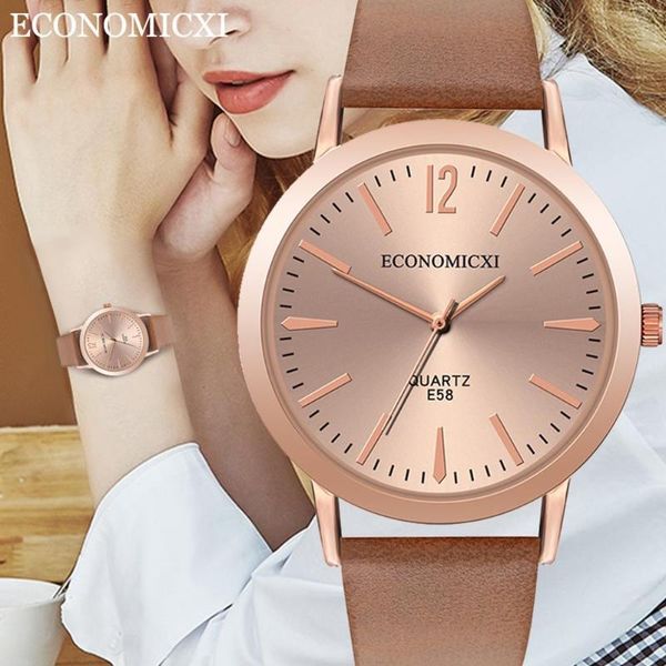 

wristwatches economicxi fashion quartz watches women leather sports hour clock ladies wrist watch saati, Slivery;brown