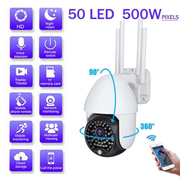 

5.0mp 1080p hd wifi camera full color night vision outdoor wireless ptz ip ai human detection home security cameras