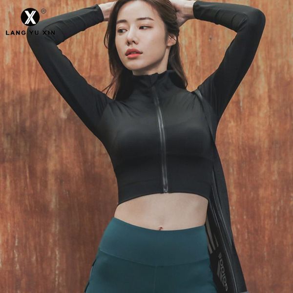 

women's quick-drying breathable jacket zipper yoga fitness running shirt sportswear gym exercise track suit tight outfits, White;red