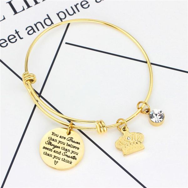 

bangle tb-102 2021 peach heart crown jewelry fashion all-match live mouth push-pull titanium steel lettering bracelet, Black