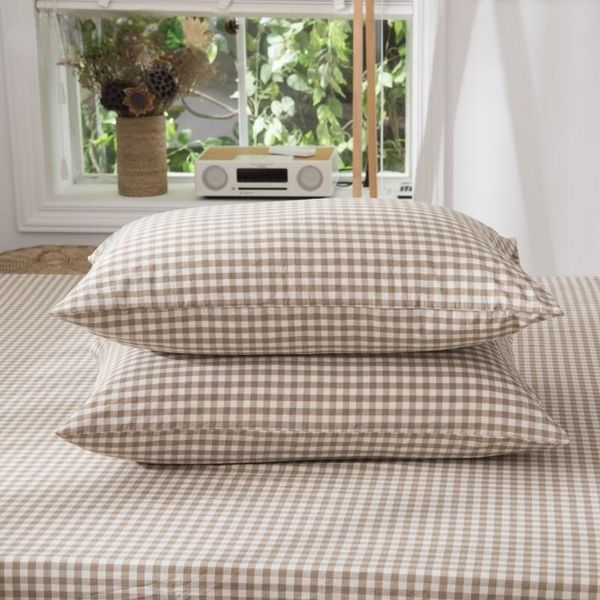 

pillow case coffee grid 100% cotton pillowcase special wrinkle craft super soft summer fall simple sleep 50x75cm
