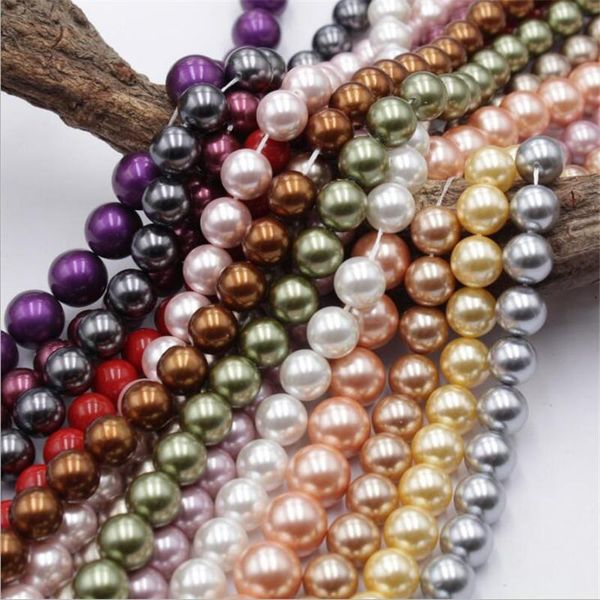 

other multicolor red shell pearls beads natural round loose spacer for jewelry making diy necklace bracelet earrings 15''