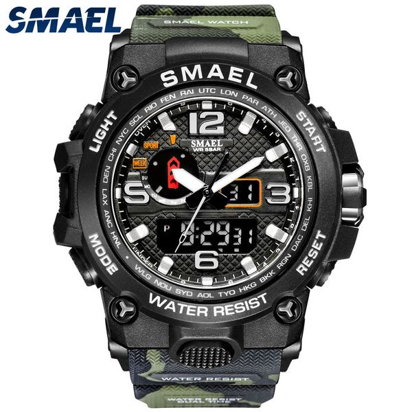 SMAEL Orologi di marca per uomo Cool Shock Resistente all'acqua Sveglia reloj hombre 1545D Camouflage Orologi sportivi militari Uomo 2021 X0524