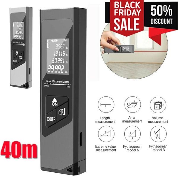 

smart home control sale black/silver 40m/131ft digital laser point distance meter tape measure rangefinder handheld