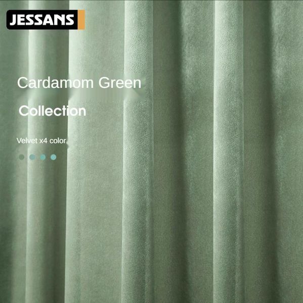 

light luxury velvet curtains cardamom green series cloth blackout for living dining room bedroom curtain & drapes